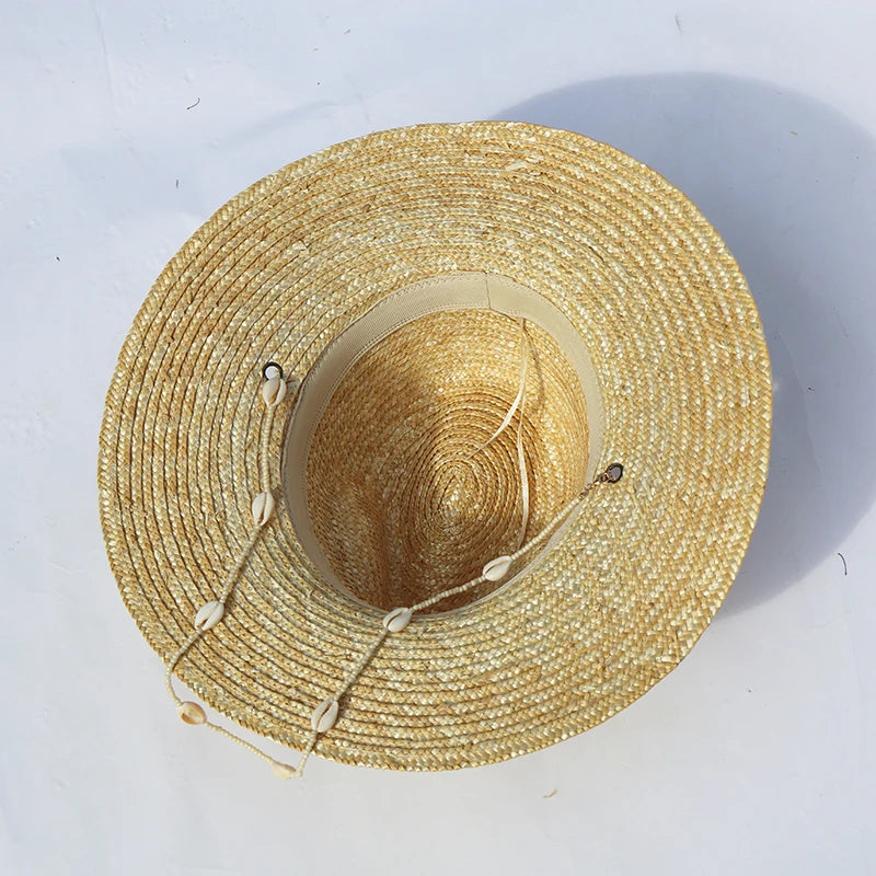 Beach Hats With Seashells Beaded Chain